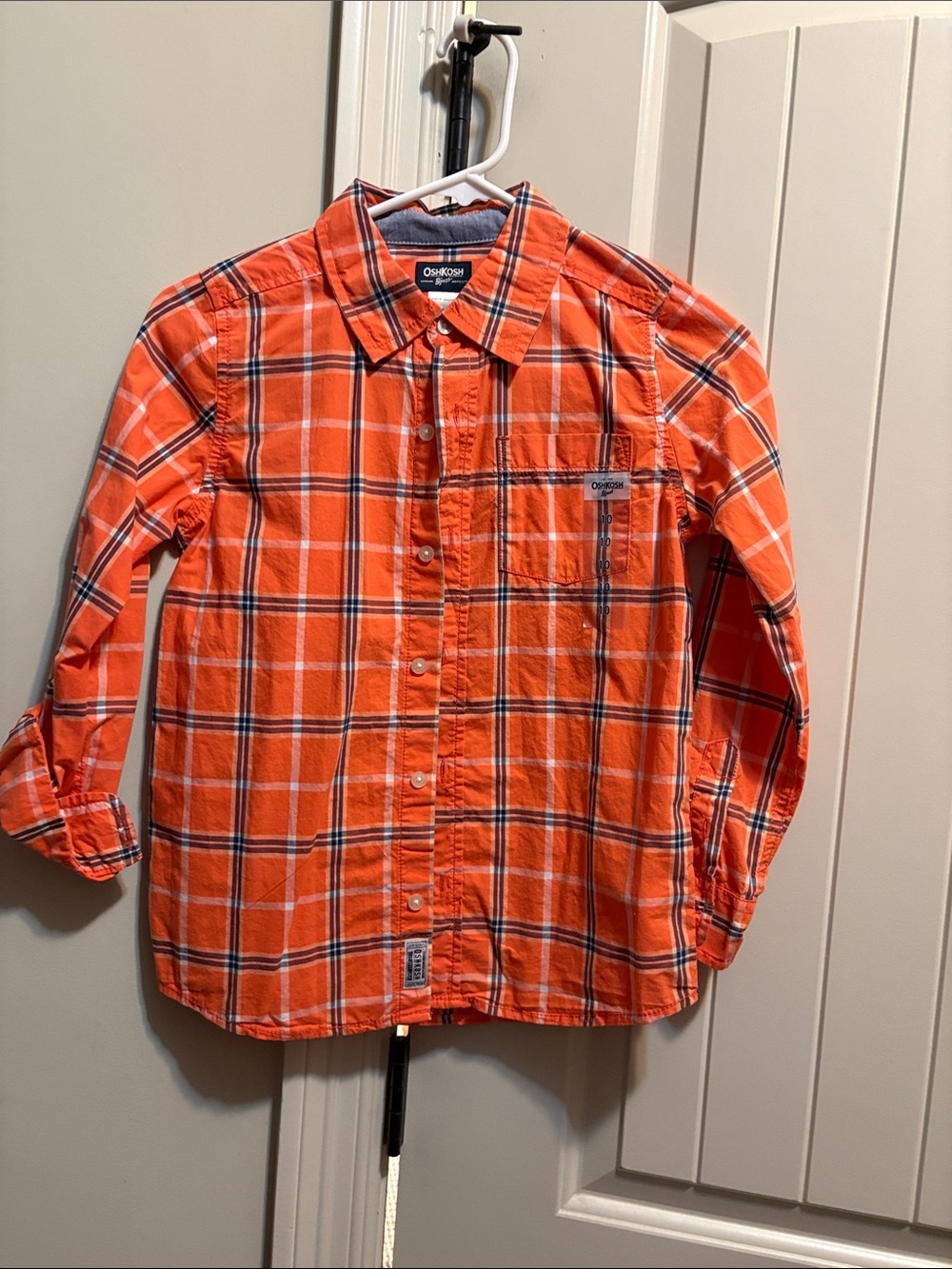 OshKosh B'gosh Orange Plaid Button-Front Shirt with Navy Accents